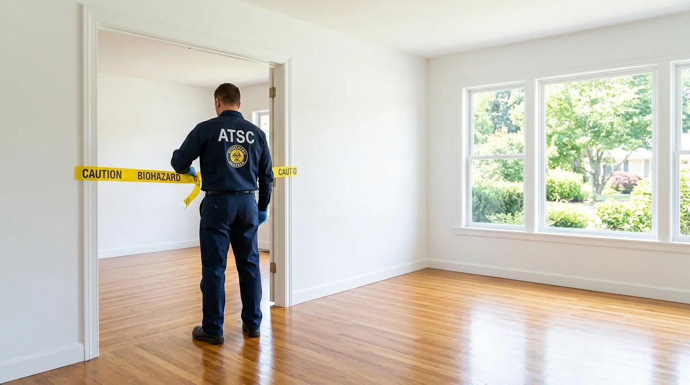 Certified biohazard cleanup crew performing Trauma Scene Cleanup in Ecorse